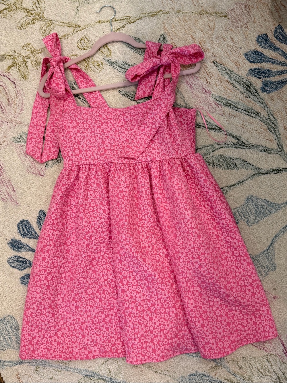 Pink Floral Tie-Shoulder Dress